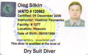 IANTD Dry Suit Diver обратная сторона